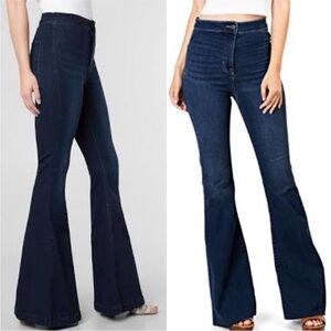Dark Blue Denim High Waisted Bell Bottom Jeans 29 NWOT